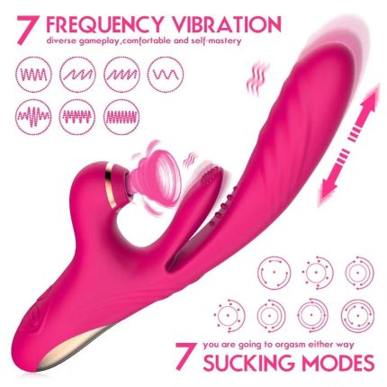 Dual Stimulation Intimate Massager with Multiple Pleasure Modes - Rose Red, Without Lubrication Kit