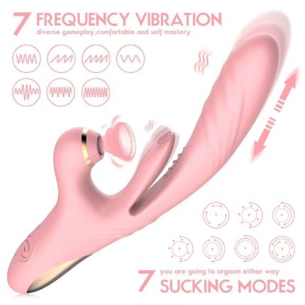 Dual Stimulation Intimate Massager with Multiple Pleasure Modes - Pink, Without Lubrication Kit